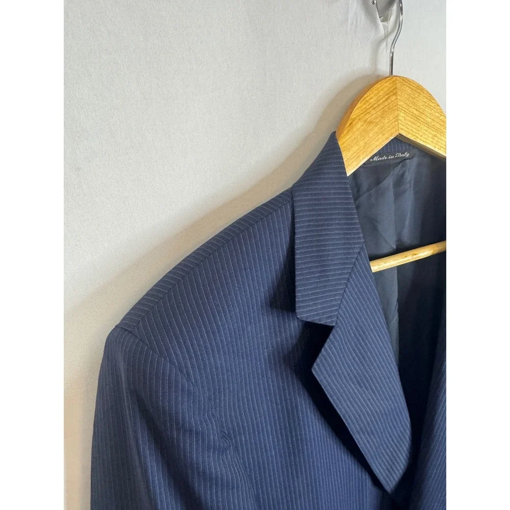 Canali Mens Navy Blue Pinstripe Pure Wool Blazer Jacket Made in Italy Men 42